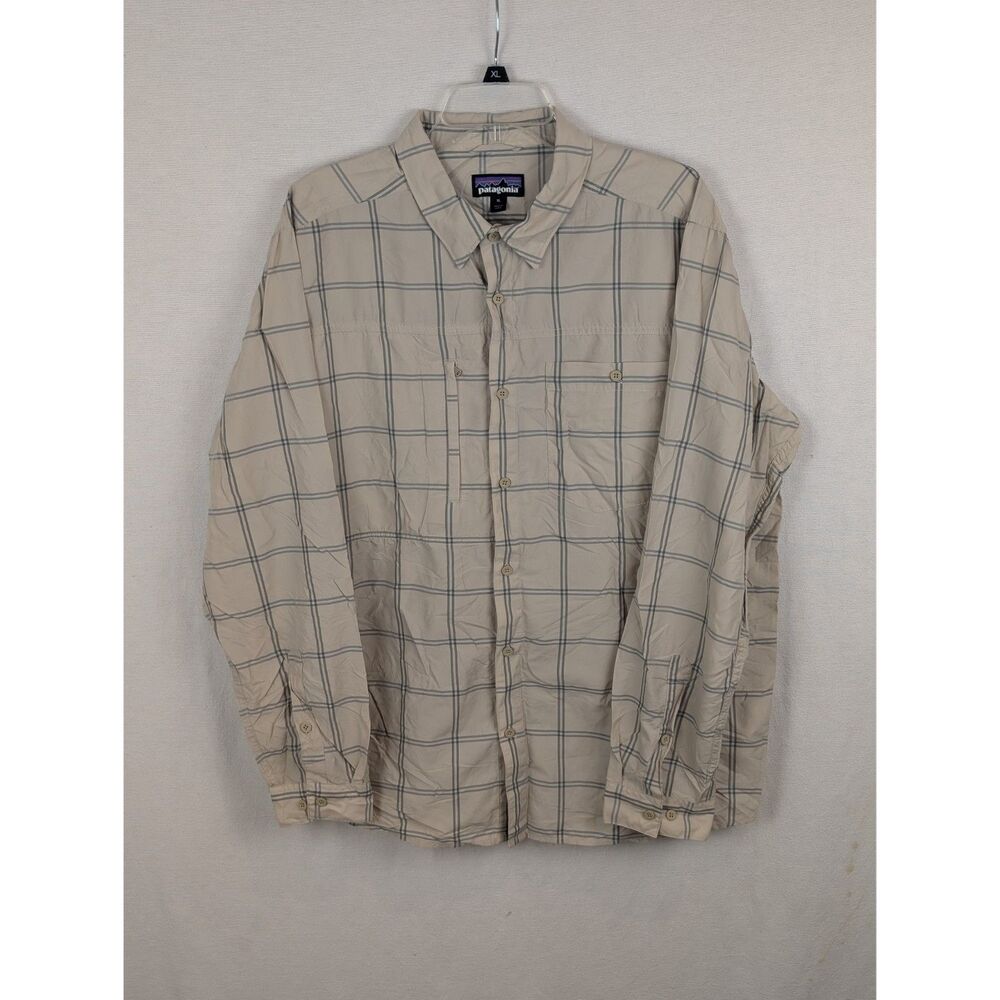 Patagonia Worn Wear M's Gallegos Long Sleeve Shirt Ivory Men's Size XL